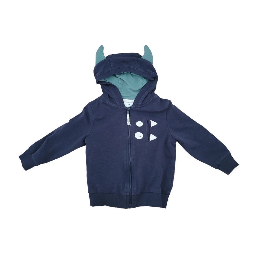 Tommy Bahama toddler monster zip up hoodie navy blue  size 24M cotton